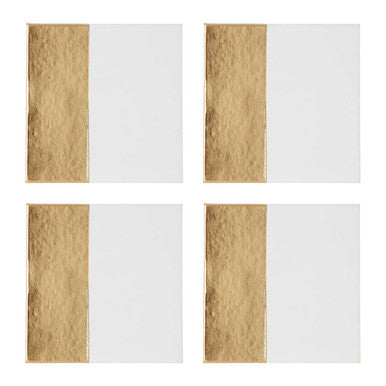 Set of 4 Square White and Gold Coasters