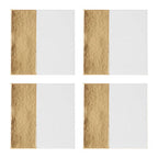 Set of 4 Square White and Gold Coasters