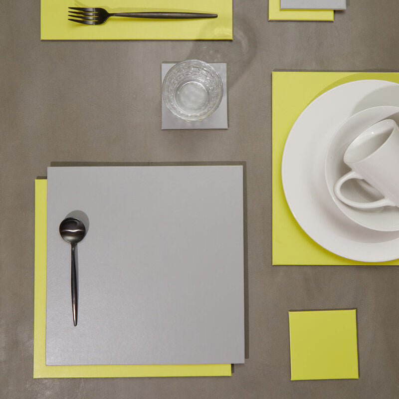 Reversible Grey and Green Placemat and Coaster Set of 4