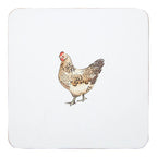 Set of Four Cork Coasters with Hen Illustration