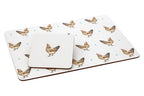 Set of Four Cork Coasters with Hen Illustration