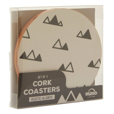Set of 4 Monochrome Eclectic Cork Coasters