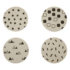 Set of 4 Monochrome Eclectic Cork Coasters