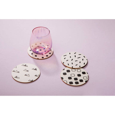 Set of 4 Monochrome Eclectic Cork Coasters