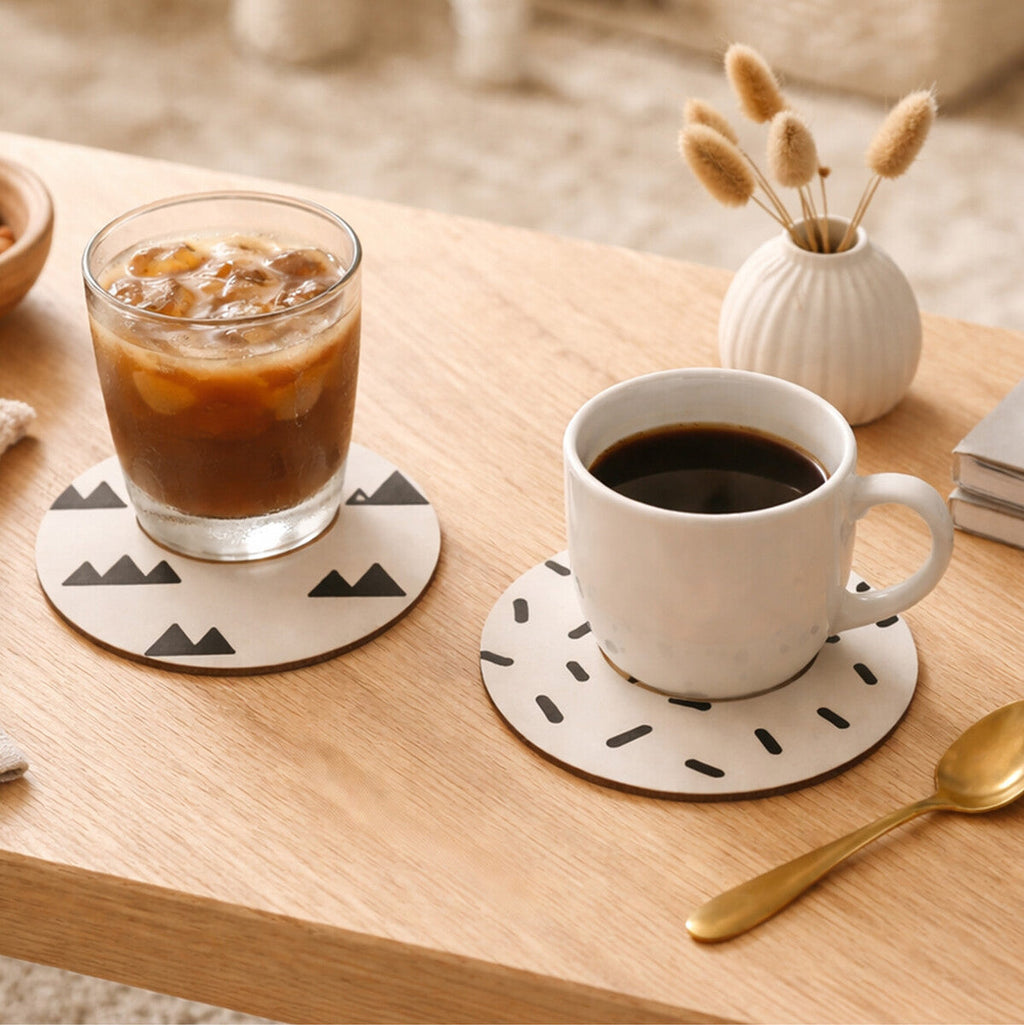 Set of 4 Monochrome Eclectic Cork Coasters