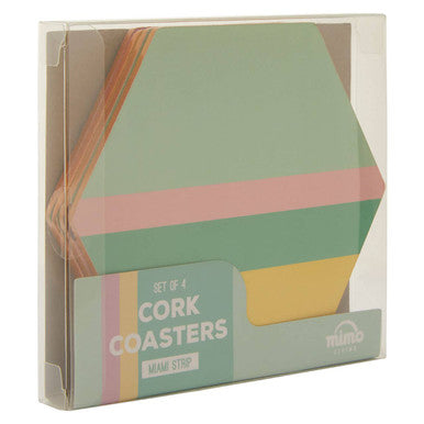 Set of 4 Miami Striped Gold Foil Coasters