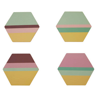 Set of 4 Miami Striped Gold Foil Coasters