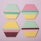 Set of 4 Miami Striped Gold Foil Coasters