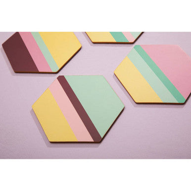 Set of 4 Miami Striped Gold Foil Coasters