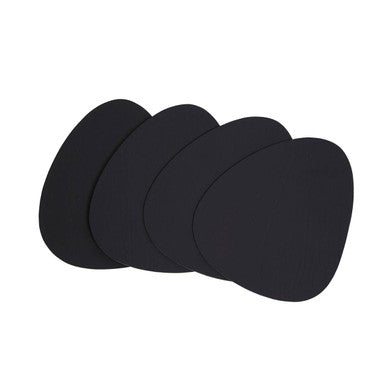 Set of 4 Pebble Black Faux Leather Coasters