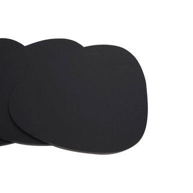 Set of 4 Pebble Black Faux Leather Coasters
