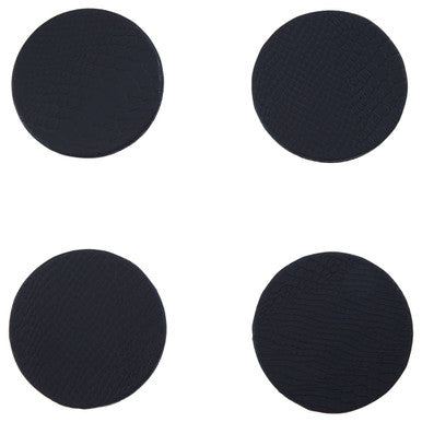 Set of 4 Black Leather-Effect Coasters with Holder