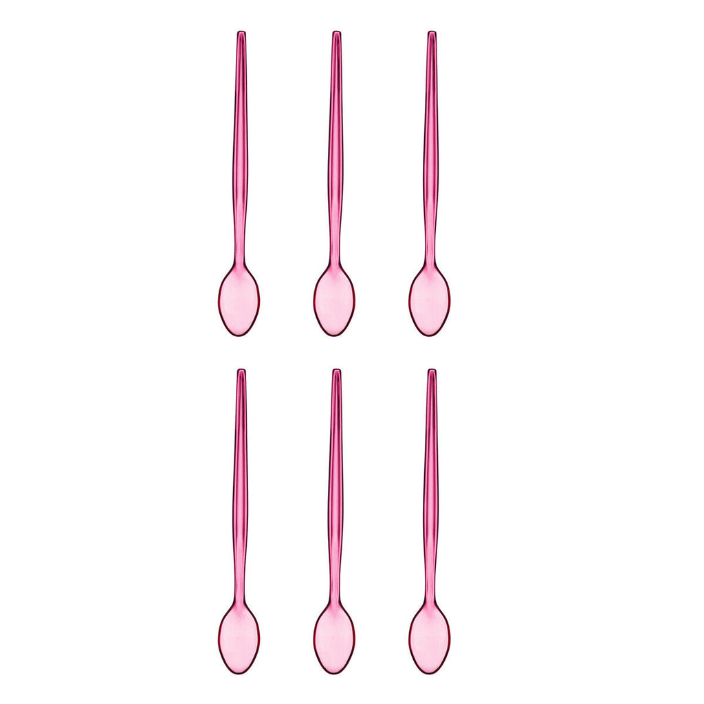 Set of Six Pink Plastic Sundae Spoons