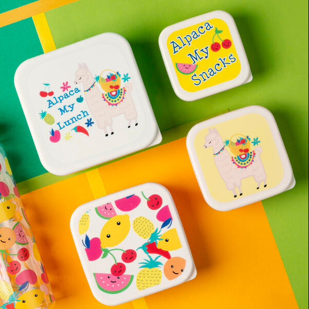 Set of 4 Fruity Alpaca Lunch Box