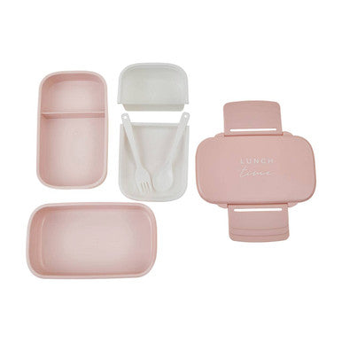 Light Pink Lunch Box with Cutlery