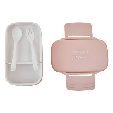 Light Pink Lunch Box with Cutlery