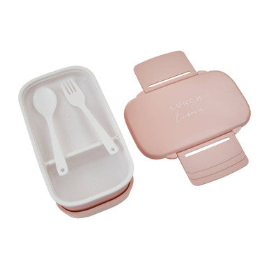 Light Pink Lunch Box with Cutlery