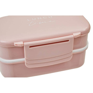 Light Pink Lunch Box with Cutlery