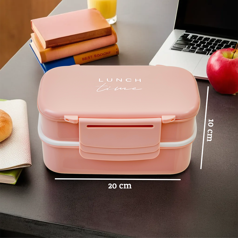 Light Pink Lunch Box with Cutlery