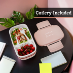 Light Pink Lunch Box with Cutlery