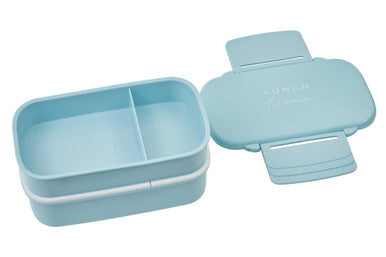 Light Blue Lunch Box with Cutlery