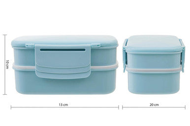 Light Blue Lunch Box with Cutlery