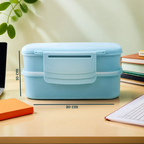Light Blue Lunch Box with Cutlery