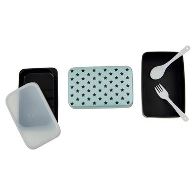 Light Blue Star Lunch Box with Cutlery