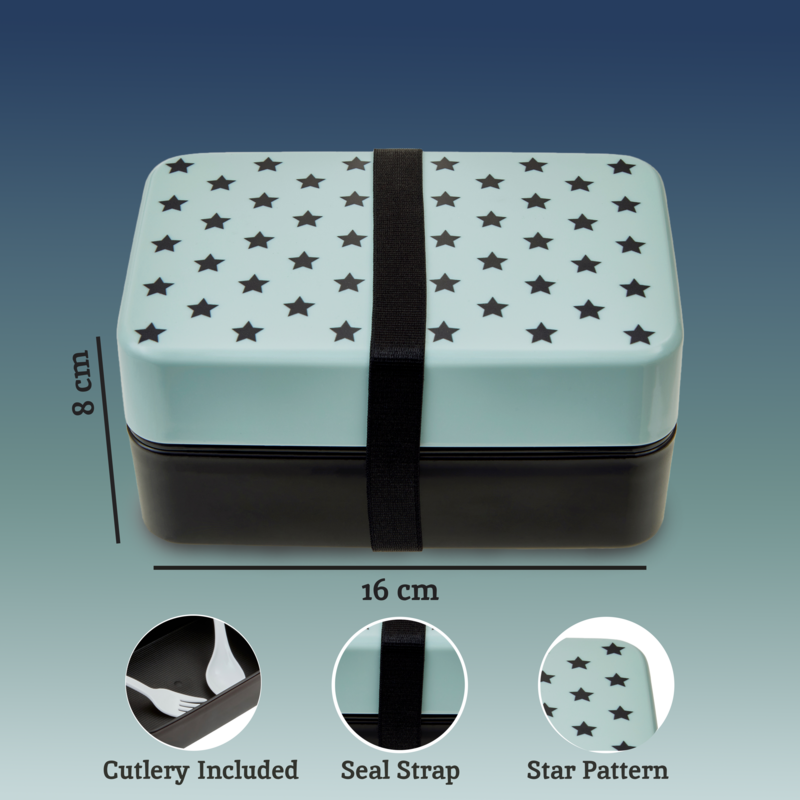Light Blue Star Lunch Box with Cutlery