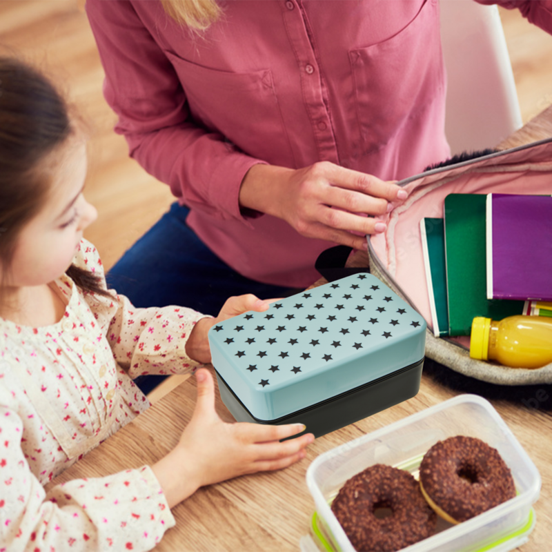 Light Blue Star Lunch Box with Cutlery