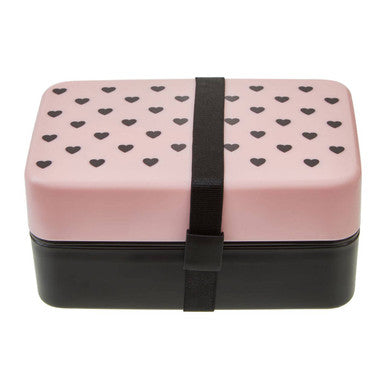 Light Pink Hearts Lunch Box with Cutlery