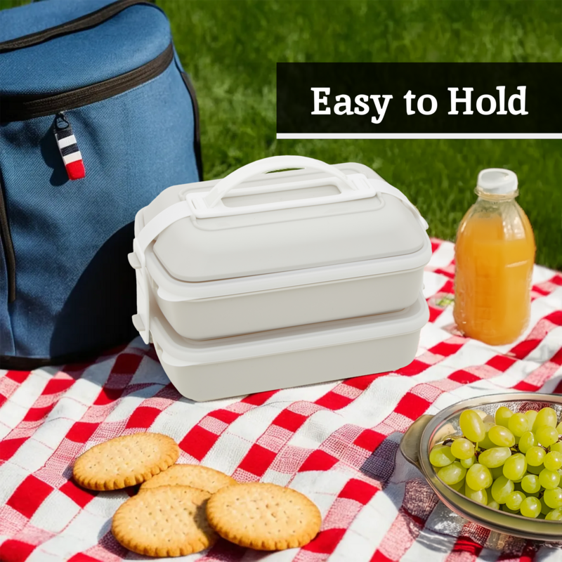 Warm Grey and White Lunch Box