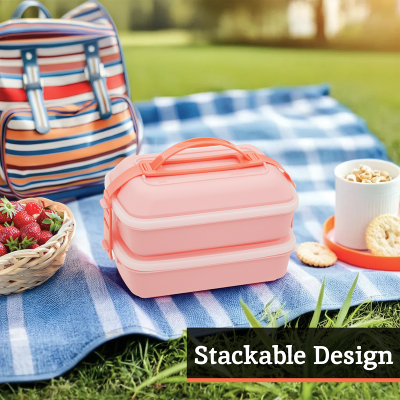Pink Lunch Box with Cutlery