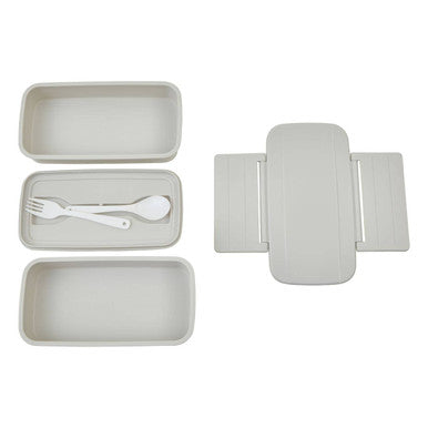 Grey Lunch Box with Cutlery