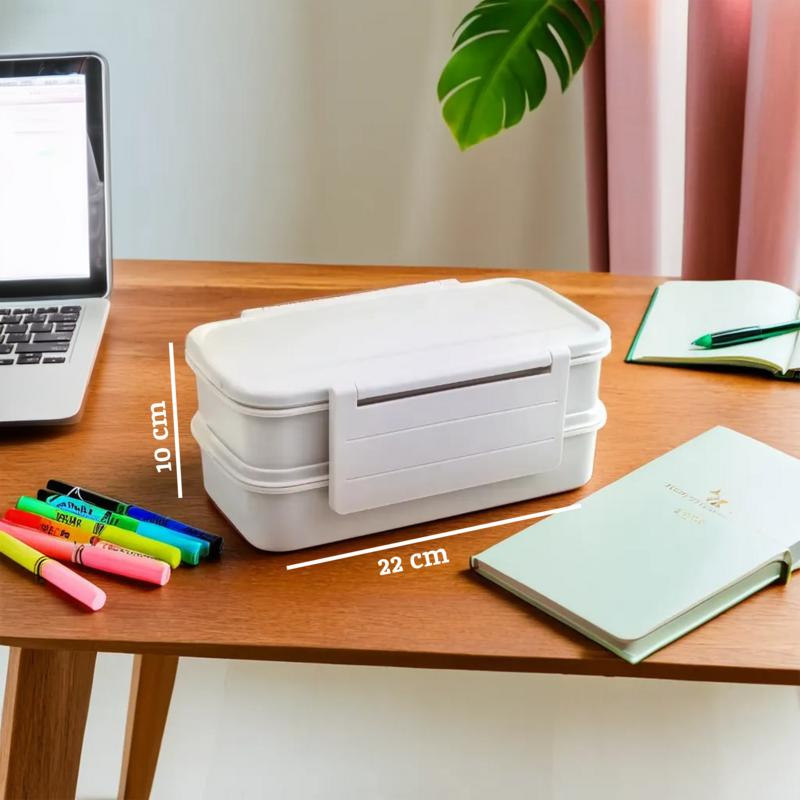 Grey Lunch Box with Cutlery