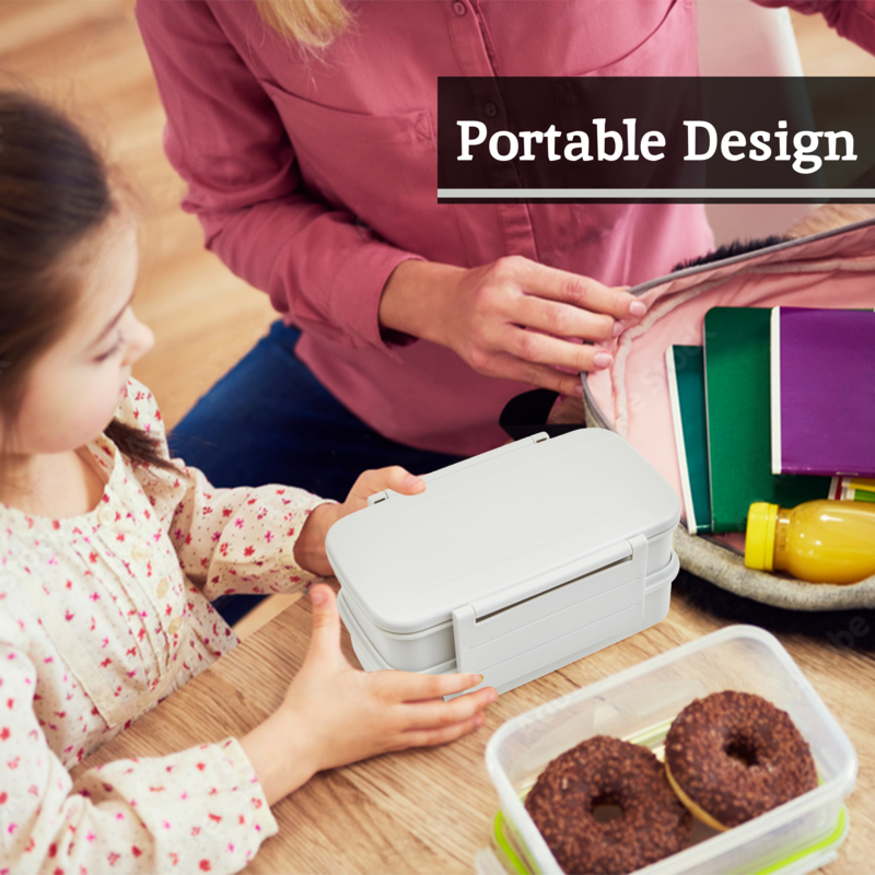 Grey Lunch Box with Cutlery