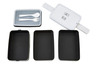 Black Lunch Box with Cutlery