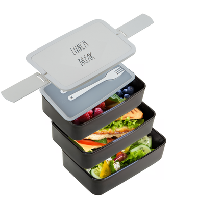 Black Lunch Box with Cutlery