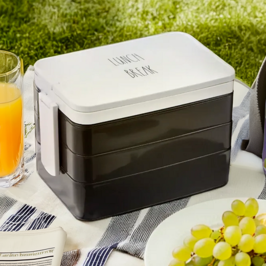Black Lunch Box with Cutlery
