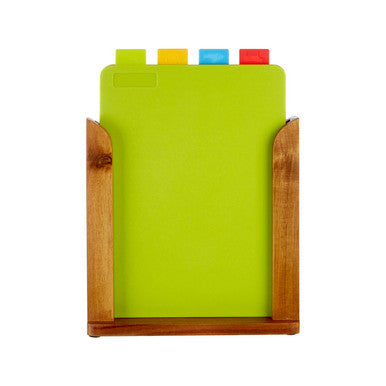 Set of 4 Colourful Chopping Boards with Stand