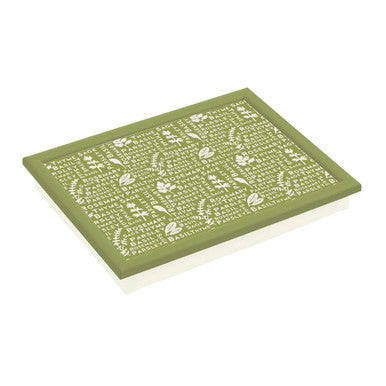 Green Herb Print Cushioned Lap Tray