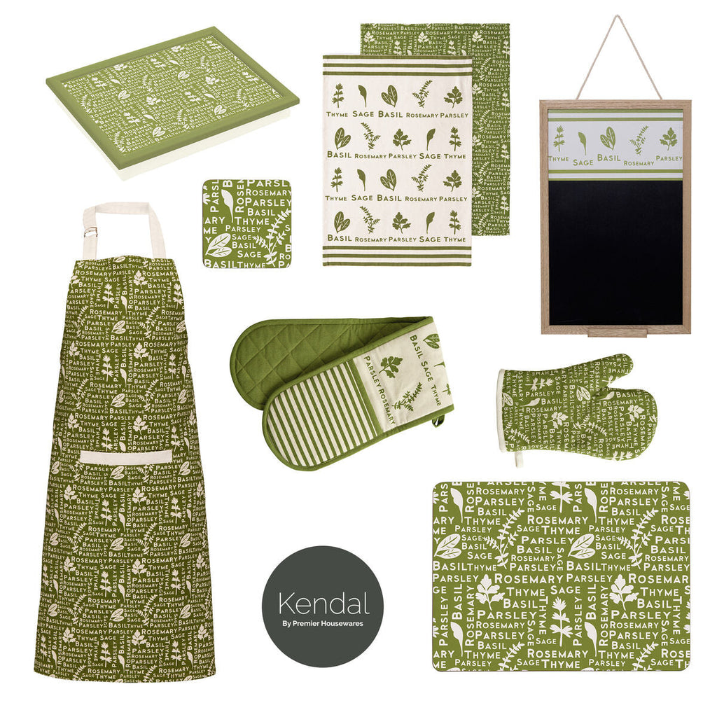 Green Herb Print Cushioned Lap Tray