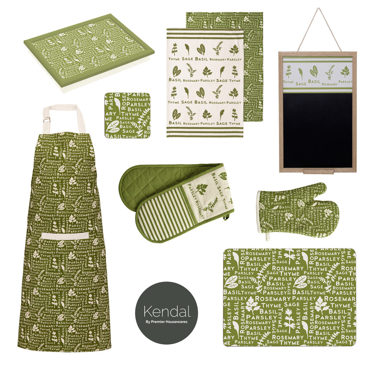 Green Herb Print Cushioned Lap Tray