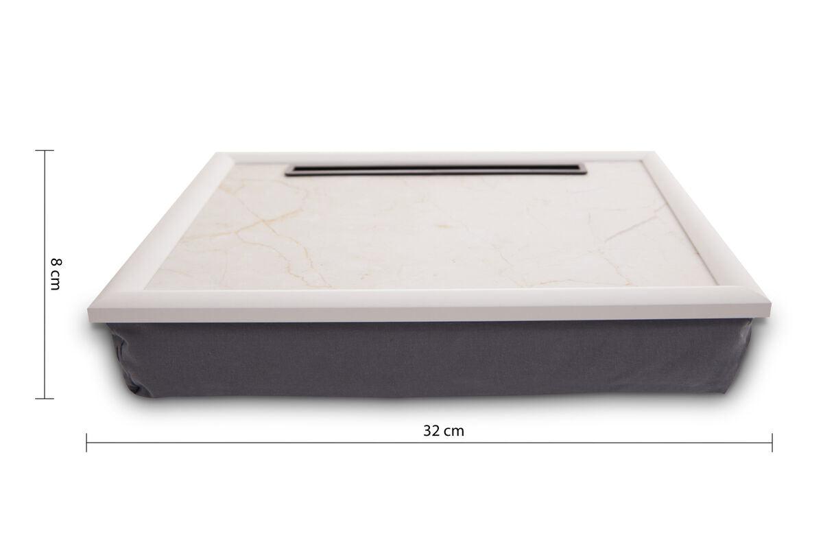 Ecru Marble Lap Tray with iPad Holder