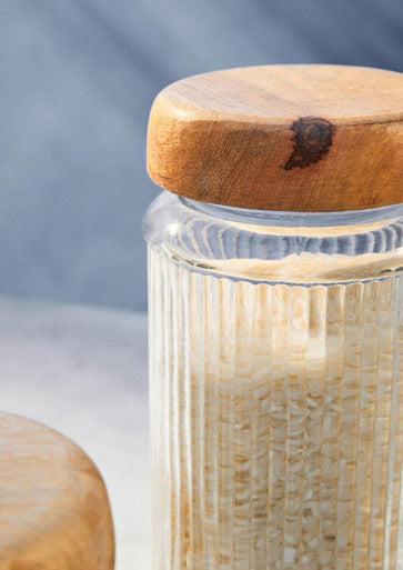 Glass Storage Jar with Mango Wood Lid 2000ml