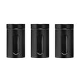 Set of Three Clear and Black Storage Jars