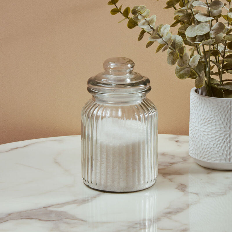 Ribbed Glass Storage Jar 1000ml