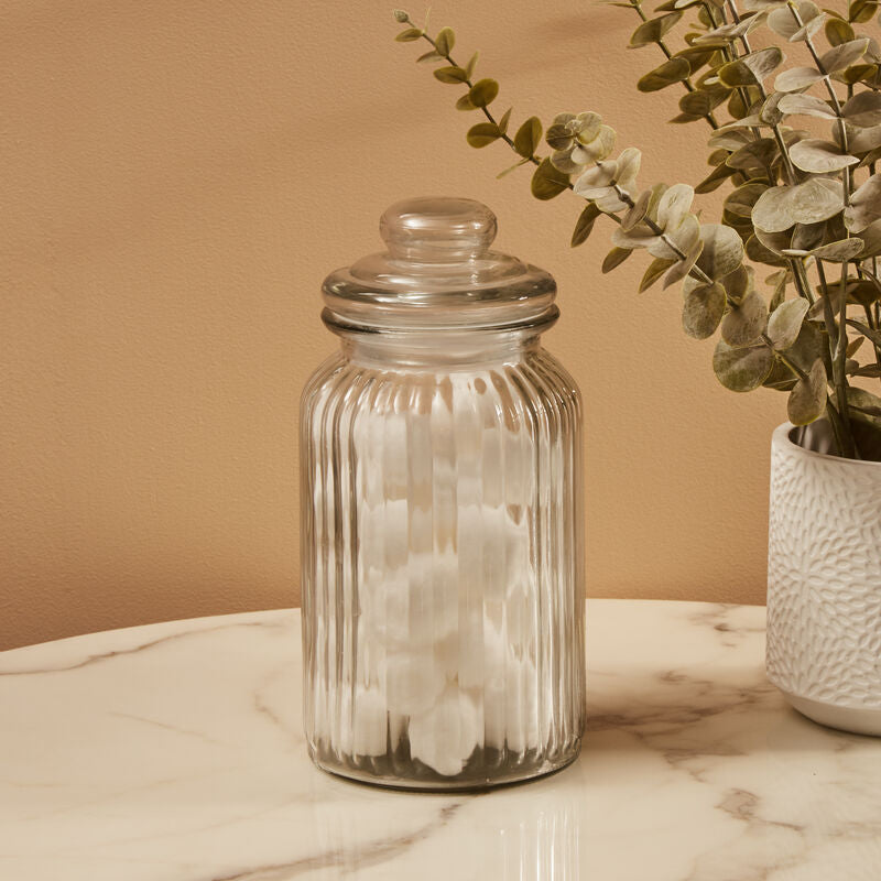 Ribbed Glass Storage Jar 1300ml