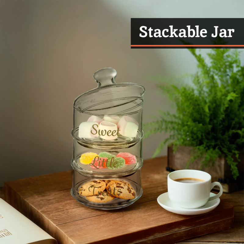 Stackable 3 Tier Glass Storage Jar