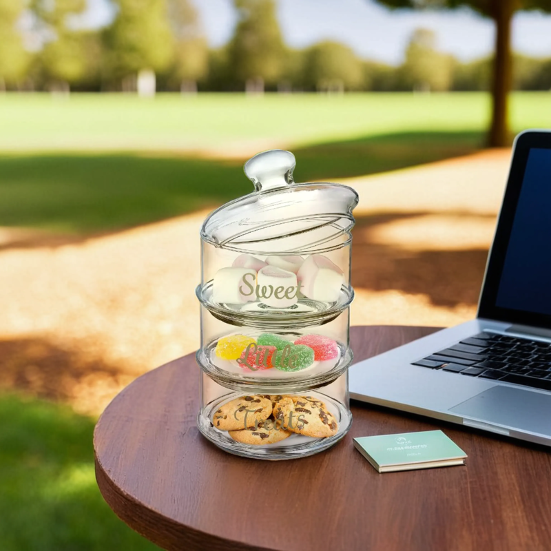 Stackable 3 Tier Glass Storage Jar